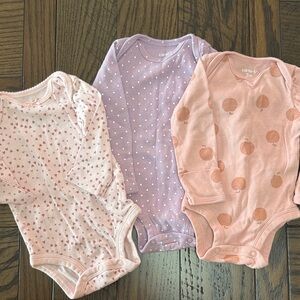 💐🌸Carter's Pink, Lavender & Peach One-Piece Bodysuits - 3 Pack🌸💐